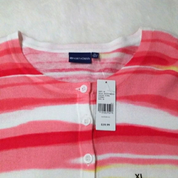 Colorful Striped Women's Button-up Sweater XL Northcrest - Picture 3 of 8